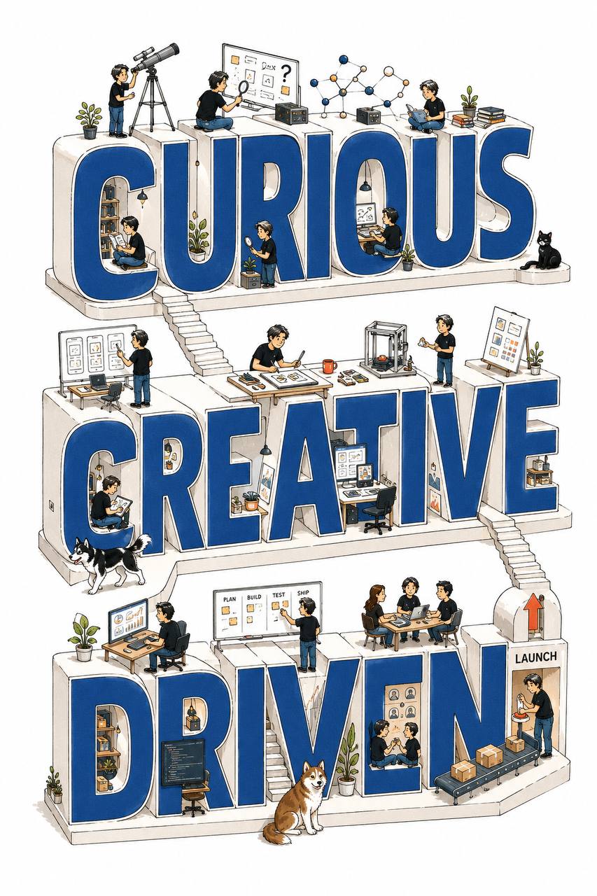 Curious Creative Driven giant type miniature world poster